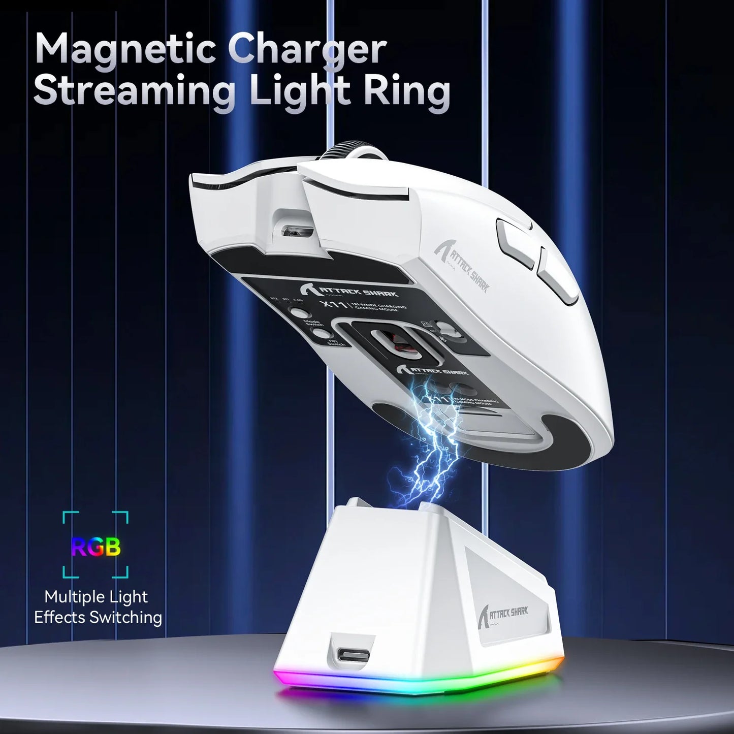 Attack Shark X11 White Bluetooth Wireless Mouse Three Mode