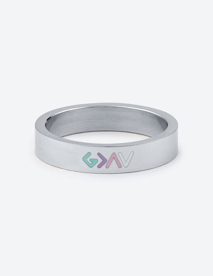Silver Enamel Highs and Lows Ring